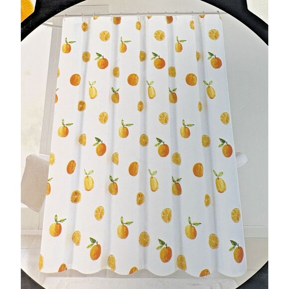 Cynthia Rowley Cotton Blend Shower Curtain 72 X 72 ORANGES Bath Decor NEW - Picture 1 of 4